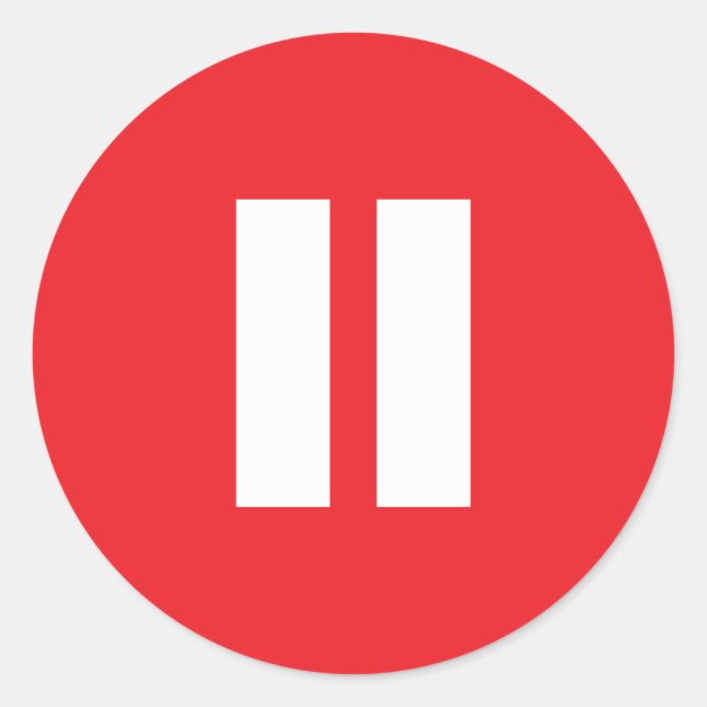 Adesivo Redondo Botões de pausa vermelho e branco (Frente)