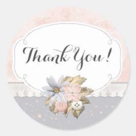 Adesivo Redondo Botões De Vedação Floral chique Russo Obrigado