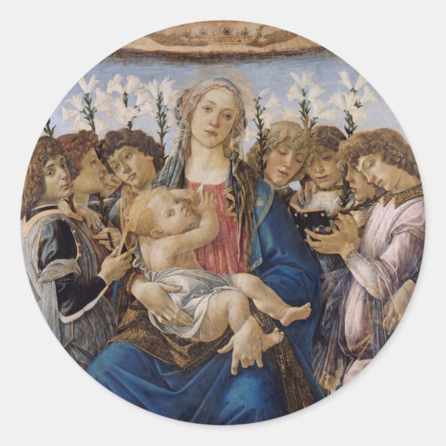 Adesivo Redondo Botticelli Madonna e Criança (Frente)