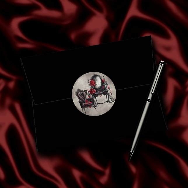 Adesivo Redondo Boudoir | Vanity Mirror e Victorian Parlor Preside (Criador carregado)