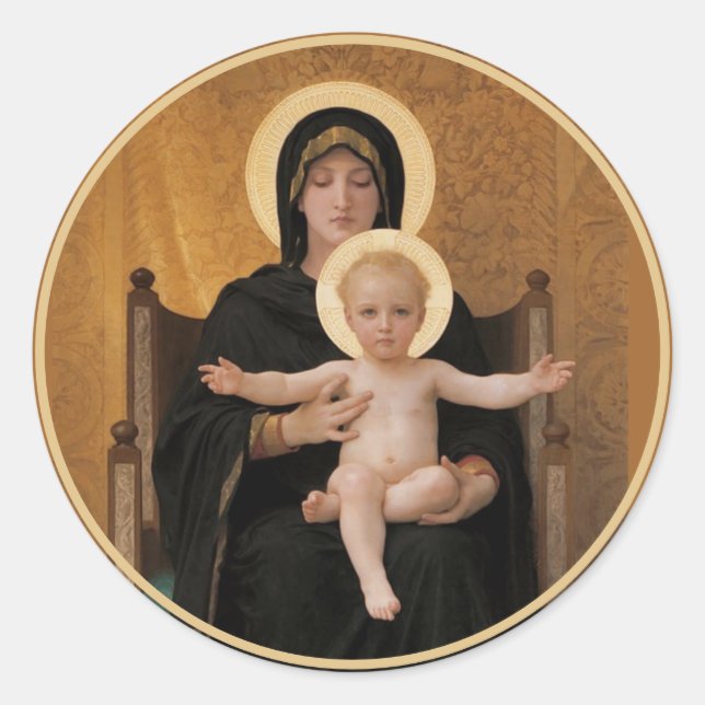 Adesivo Redondo Bougereau Virgin e Child (Frente)