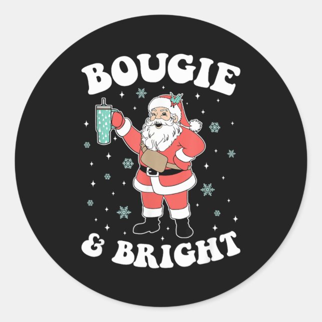 Adesivo Redondo Bougie &amp; Bright Funny Christmas Santa Claus  (Frente)