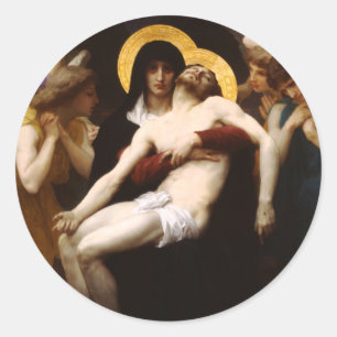 Adesivo Redondo Bouguereau Pieta Stickers