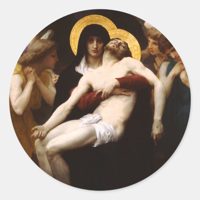 Adesivo Redondo Bouguereau Pieta Stickers (Frente)