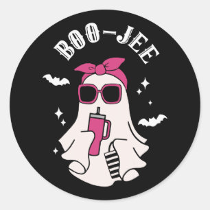 Adesivo Redondo Boujee Boo-jee Cute Ghost Spooky Halloween