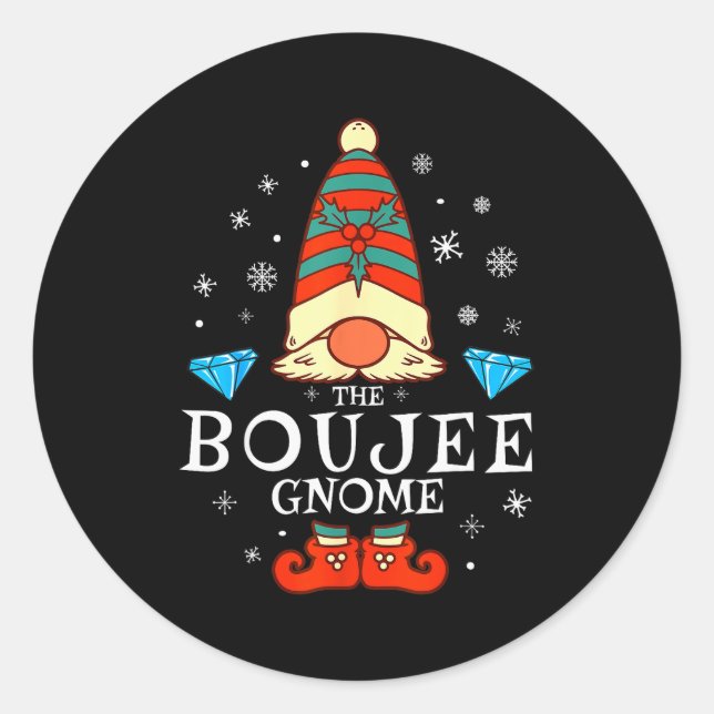 Adesivo Redondo Boujee Gnome Xmas Family Matching Group Christmas  (Frente)