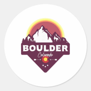 Adesivo Redondo Boulder Colorado Co Montanhas Rochosas Caminhadas