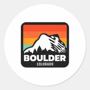 Adesivo Redondo Boulder Colorado Skiing Snowboard Family Trip