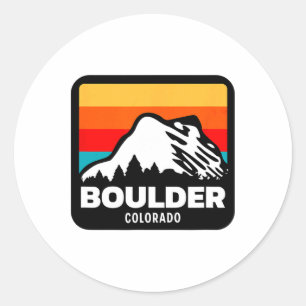 Adesivo Redondo Boulder Colorado Skiing Snowboard Family Trip 1