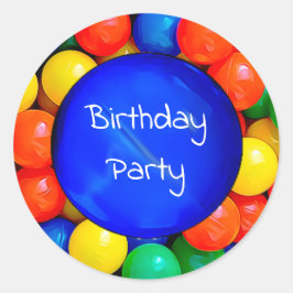 Adesivo Redondo Bouncy Balls Birthday ou Invitation Sealers