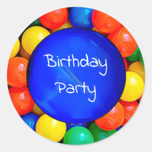 Adesivo Redondo Bouncy Balls Birthday ou Invitation Sealers