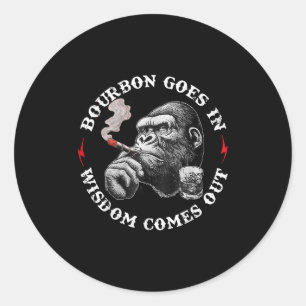 Adesivo Redondo Bourbon entra na sabedoria sai macaco uísque