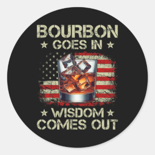 Adesivo Redondo Bourbon Entra Sabedoria Sai Whiskey Bandeira Dos E