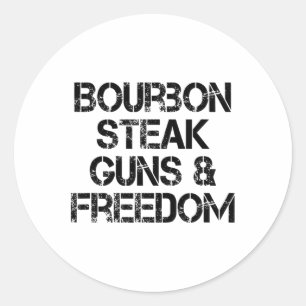 Adesivo Redondo Bourbon Steak Guns E Freedom Usa Flag Whiskey Pa