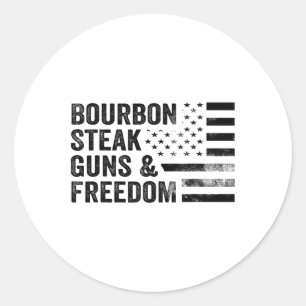 Adesivo Redondo Bourbon Steak Guns E Freedom Usa Flag Whiskey Pa
