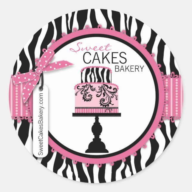 Adesivo Redondo Boutique Chic Cake Business Sticker (Frente)