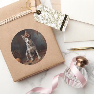 Adesivo Redondo Bovinos australianos abóboros no dia das bruxas as