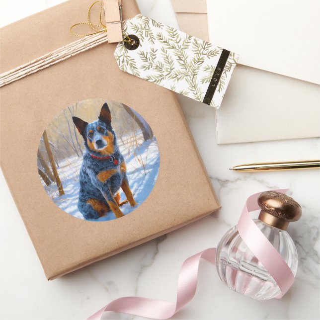 Adesivo Redondo Bovinos Australianos Deixam nevar no Natal (Presentear)