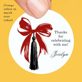 Adesivo Redondo Bow Coquette Graduation Party Favor Sticker