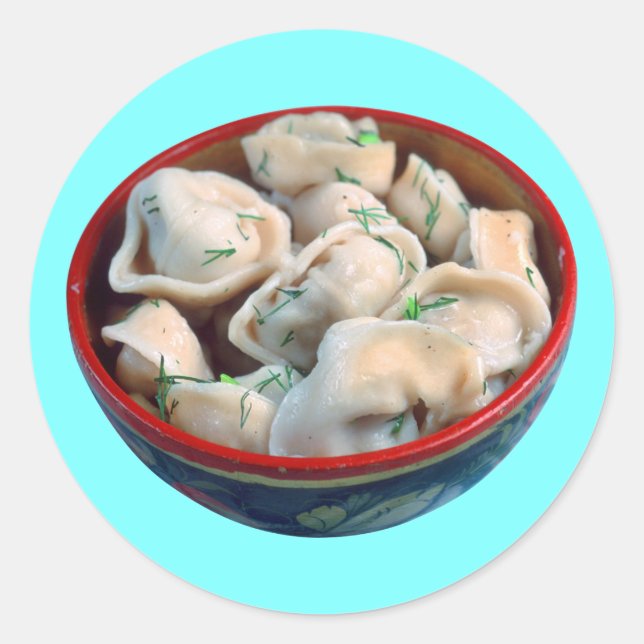 Adesivo Redondo Bowl de Pelmeni (Frente)