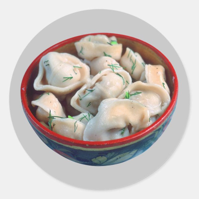 Adesivo Redondo Bowl de Pelmeni (Frente)