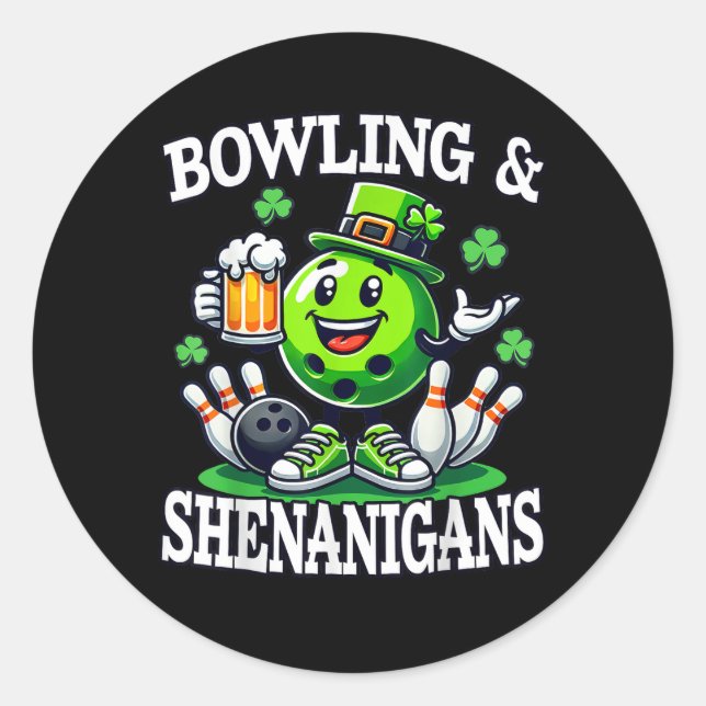 Adesivo Redondo Bowling St Patrick's Day Shenanigans (Frente)