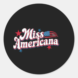 Adesivo Redondo Box América 4 de julho Miss Retro Americana