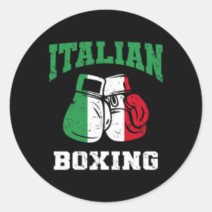Adesivo Redondo Boxas Italianas Luvas Itália Bandeira Boxing Team 
