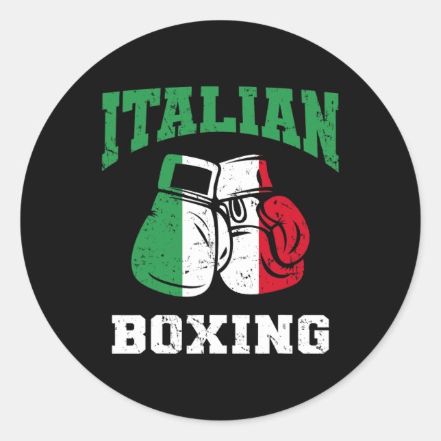 Adesivo Redondo Boxas Italianas Luvas Itália Bandeira Boxing Team  (Frente)