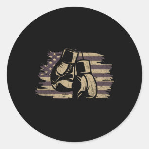 Adesivo Redondo Boxas Luvas Bandeira Americana Retro Antigo Boxin