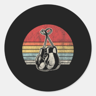 Adesivo Redondo Boxas Luvas Estilo de Vintage Retroativo
