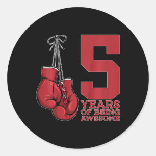 Adesivo Redondo Boxe 5 Anos Sendo um Lutador Incrível Aniversário