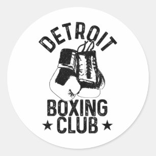 Adesivo Redondo Boxe Detroit Michigan Artes Marciais Boxeador 1