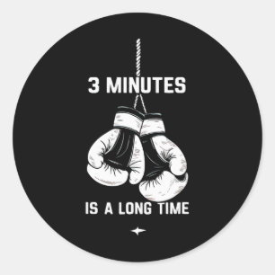 Adesivo Redondo Boxe Kickboxing Boxeador 3 Minutos É Um Longo Temp