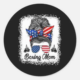 Adesivo Redondo Boxe Mãe Coque Desarrumado Bandeira Dos EUA 4 De J