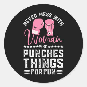 Adesivo Redondo Boxe Tailandesa Divertida Para Homens Mulheres Tre