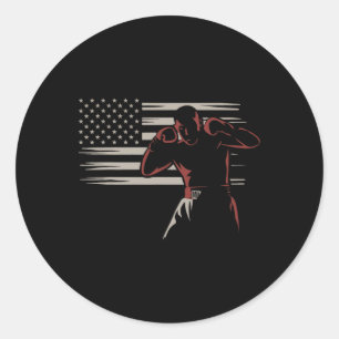 Adesivo Redondo Boxeador da Bandeira Americana Estilo Vintage Entu