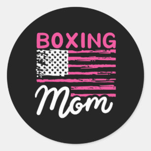 Adesivo Redondo Boxeando Mãe Boxeando Mãe Kickboxing Mamãe Mamãe D