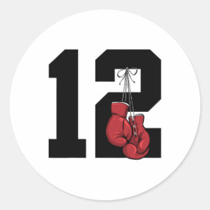 Adesivo Redondo Boxer 12 anos Boxing 12 Aniversário