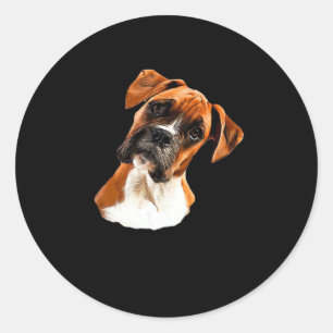 Adesivo Redondo Boxer A Bonita Cabeça Inclina T-Shirt Clássica