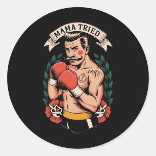 Adesivo Redondo Boxer Boxer American Traditional Tattoo Art Flash