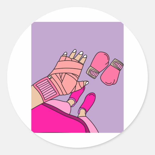 Adesivo Redondo Boxer-Boxer-Boxer-Boxer Luvas Retro-Boxing (Frente)