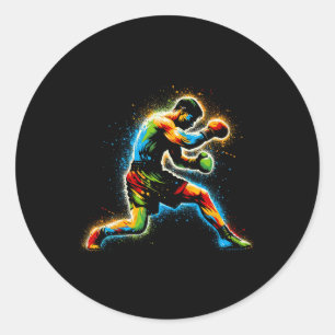 Adesivo Redondo Boxer Boxer Ring Arte Marcial Kickboxer Trai