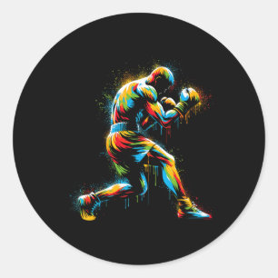 Adesivo Redondo Boxer Boxer Ring Colorful Sport Kickboxer Formando