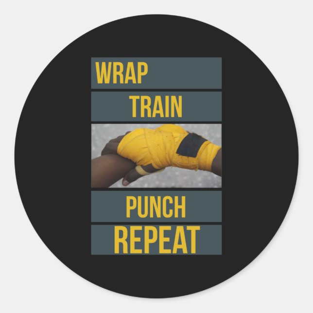 Adesivo Redondo Boxer Boxer Training Cote Wrap Train Repetir (Frente)
