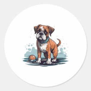 Adesivo Redondo Boxer Briefs com Design PupArt - Gráfico de Cachor