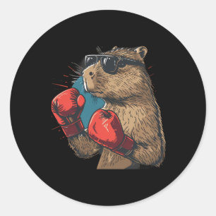 Adesivo Redondo Boxer Capyra Com Luvas De Boxe Kickboxing Boxe Eng
