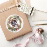 Adesivo Redondo Boxer Christmas Wreath Festivo Pup<br><div class="desc">Procurando o presente de Natal perfeito para seu amigo peludo? Nosso presente de Natal é o que você precisa! Com um tema de Natal encantador, é o presente ideal para o seu querido animal de estimação. Quer você seja uma mãe de cachorro, pai de cachorro, ou simplesmente um amante de...</div>