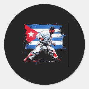 Adesivo Redondo Boxer cubano - Orgulho cubano boxando caixa de ban