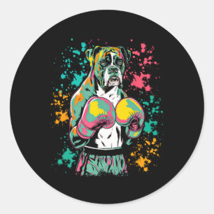 Adesivo Redondo Boxer de Kickboxing ou Boxe Engraçado _1